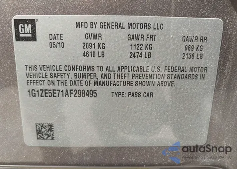 2010 Chevrolet Malibu Ltz z USA, uszkodzony, nr VIN 1G1ZE5E71AF298495